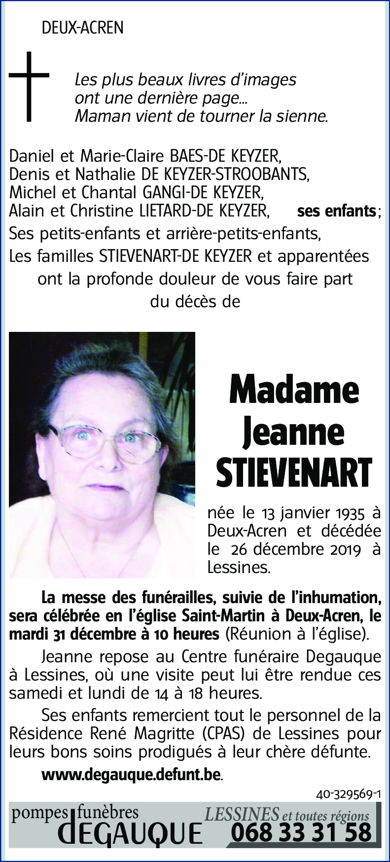 Avis De D C S De Jeanne Stievenart D C D Le Lessines