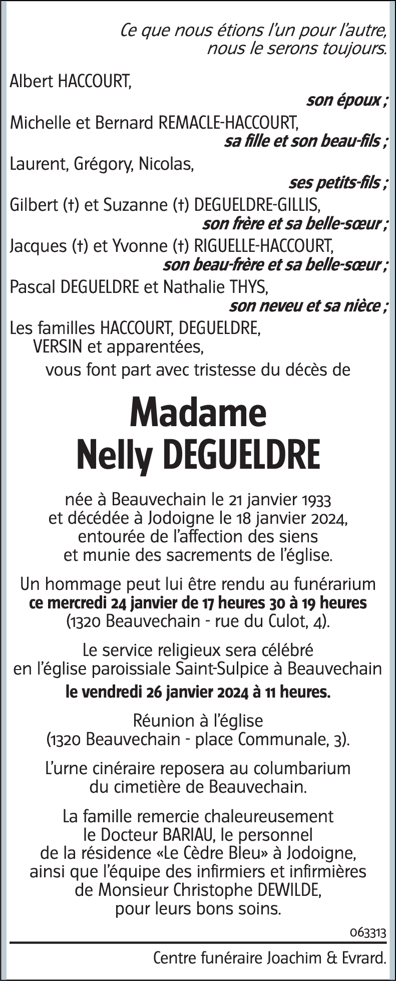 Avis De D C S De Nelly Degueldre D C D Le Jodoigne