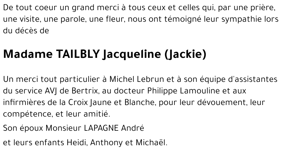 Jacqueline TAILBY