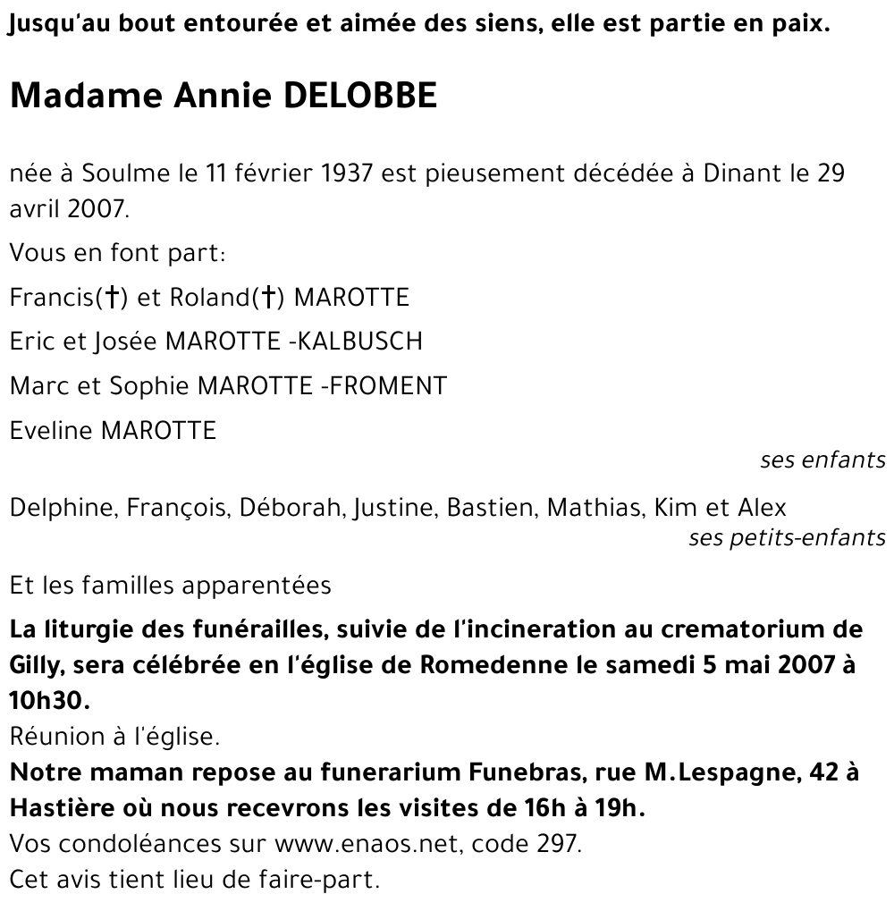 Annie DELOBBE