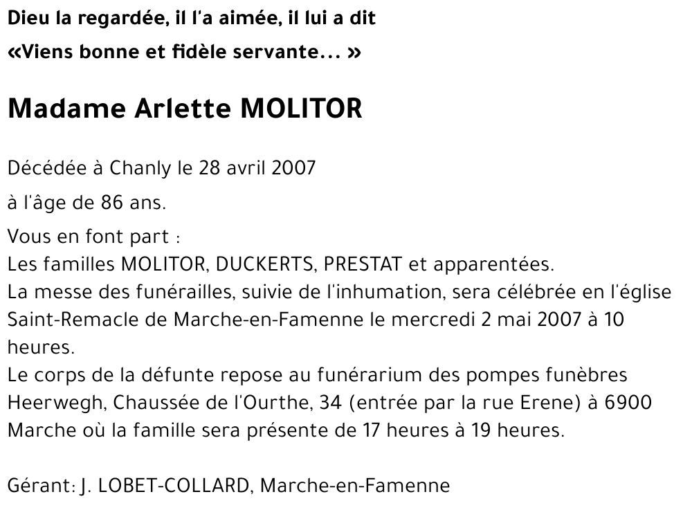 Arlette MOLITOR