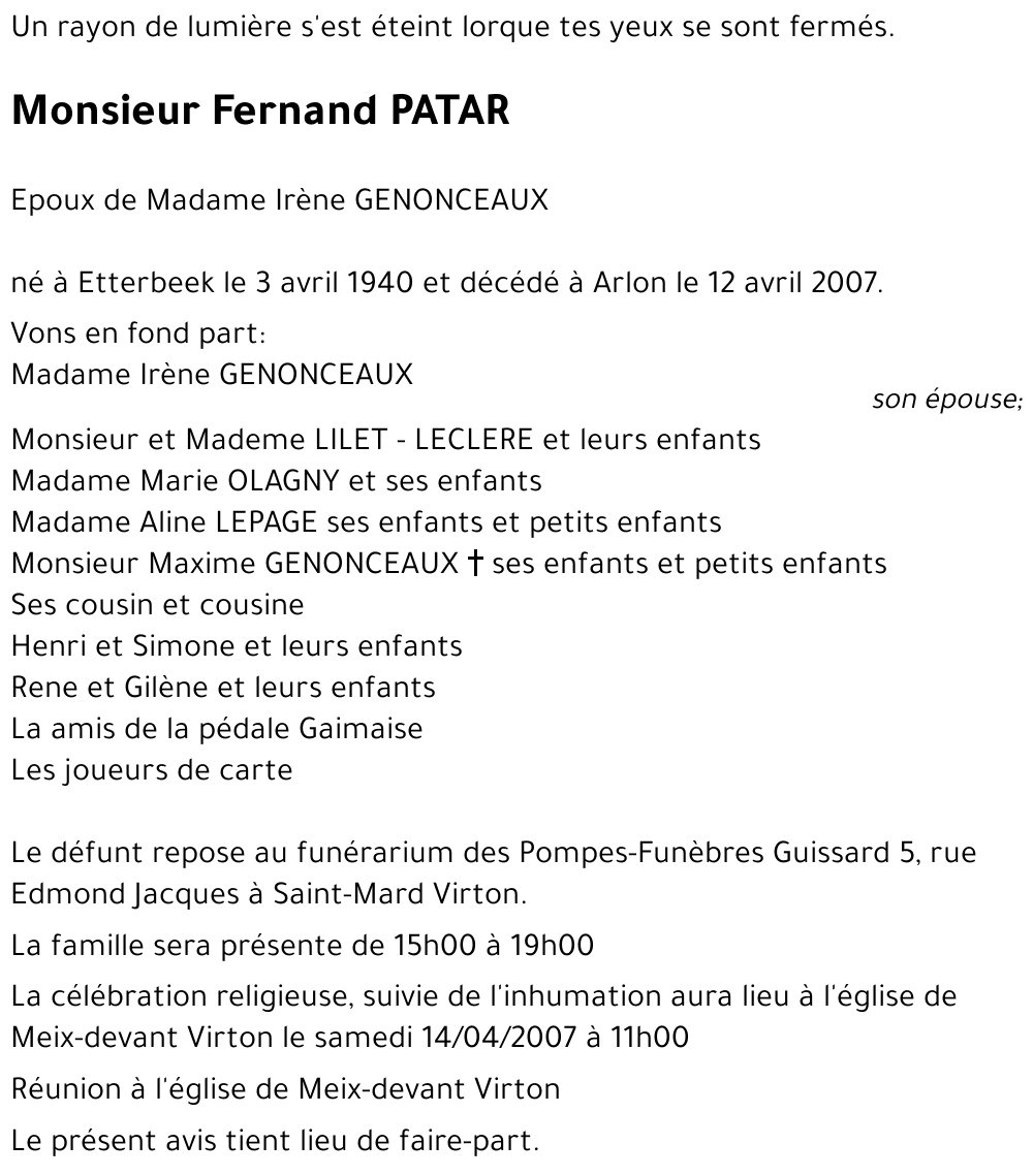 Fernand PATAR