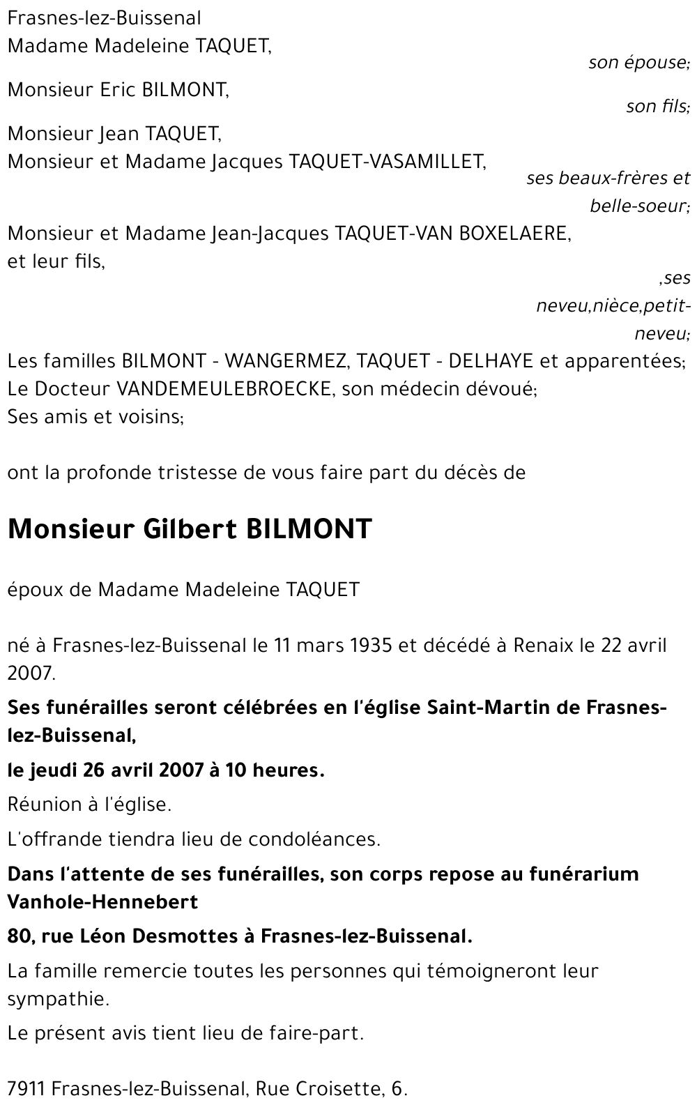 Gilbert BILMONT