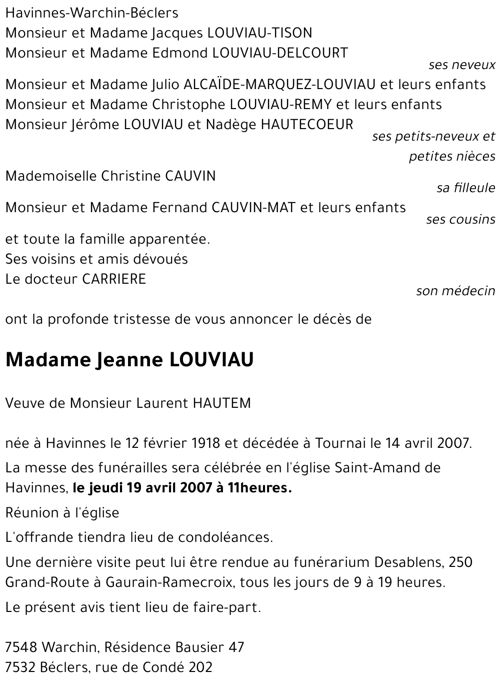 Jeanne LOUVIAU