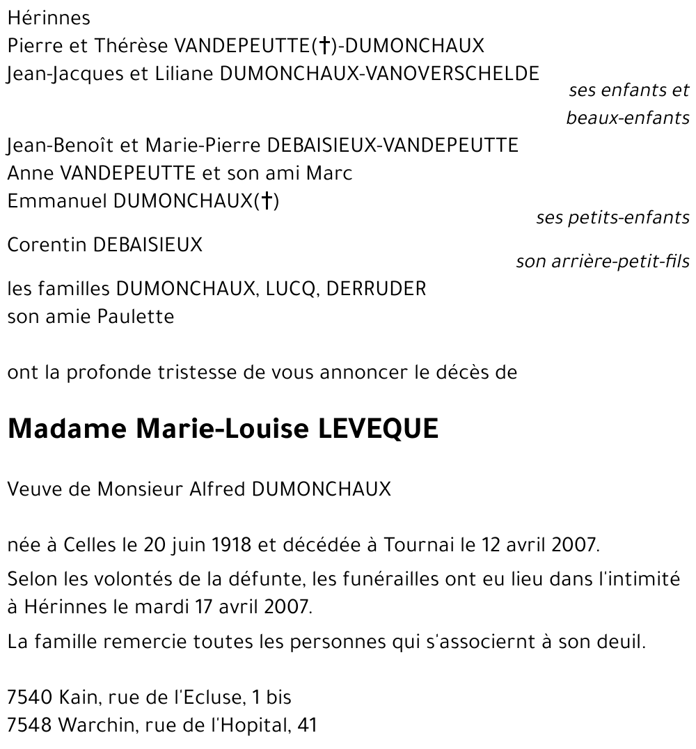 Marie-Louise LEVEQUE