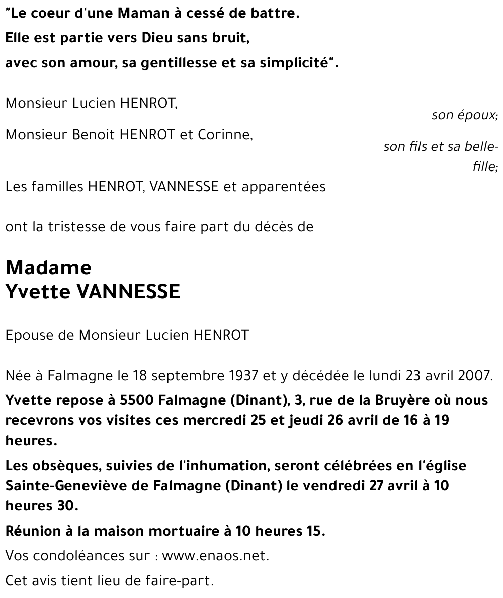 Yvette VANNESSE