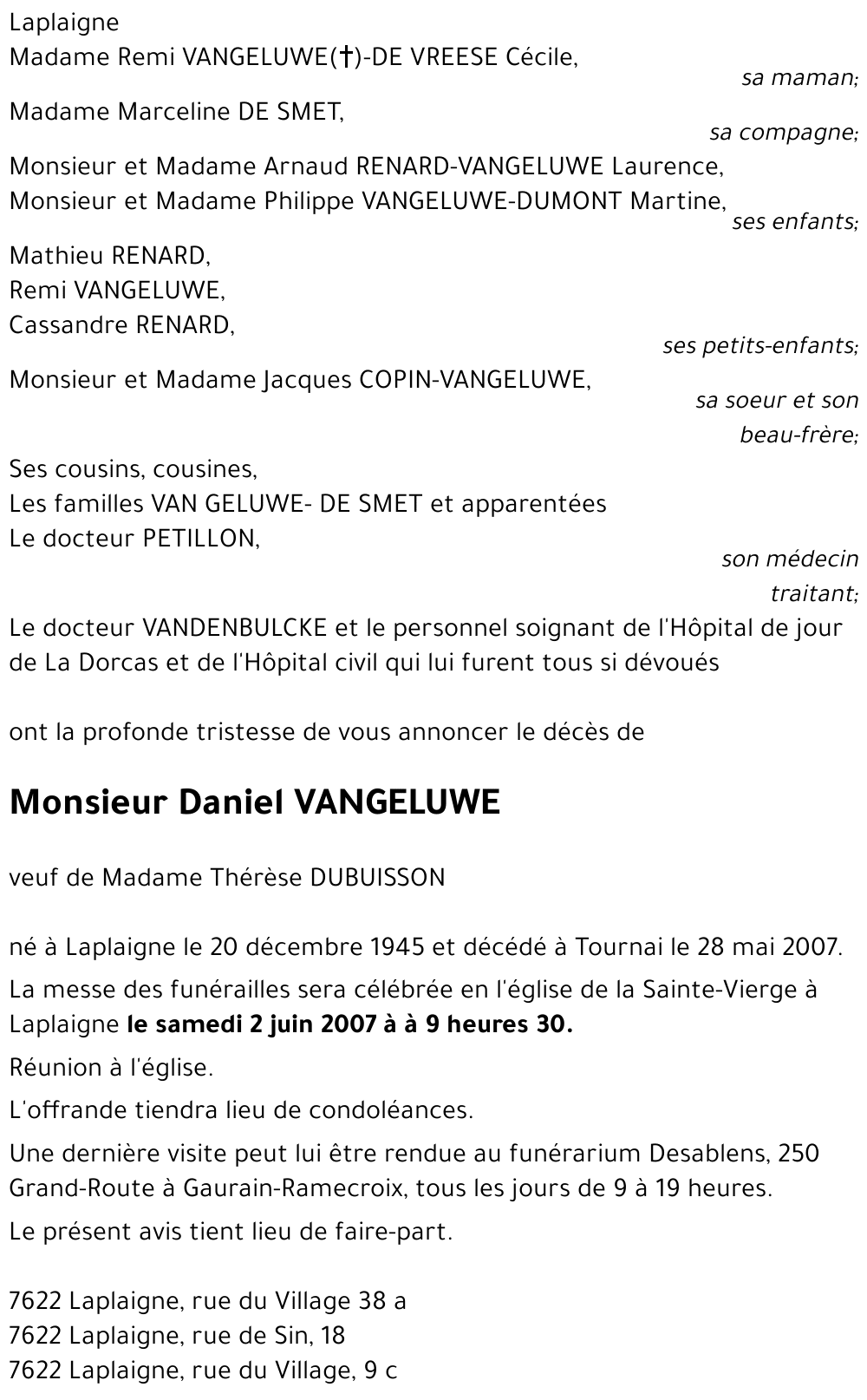 Daniel VANGELUWE