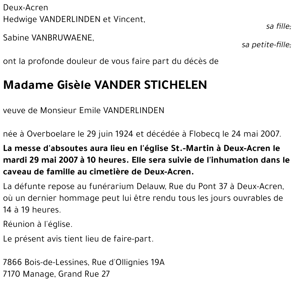 Gisèle VANDER STICHELEN