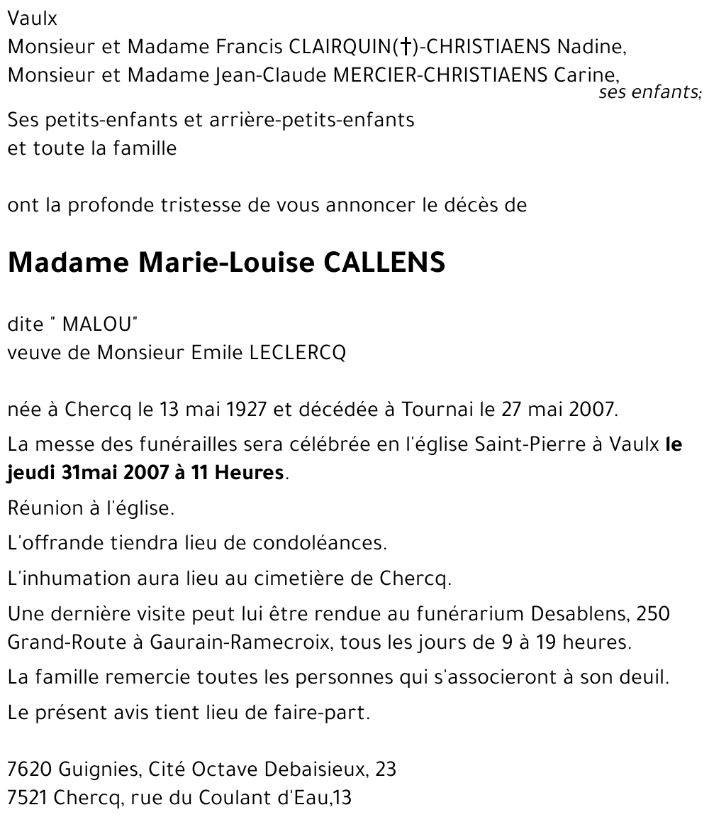 Marie-Louise CALLENS