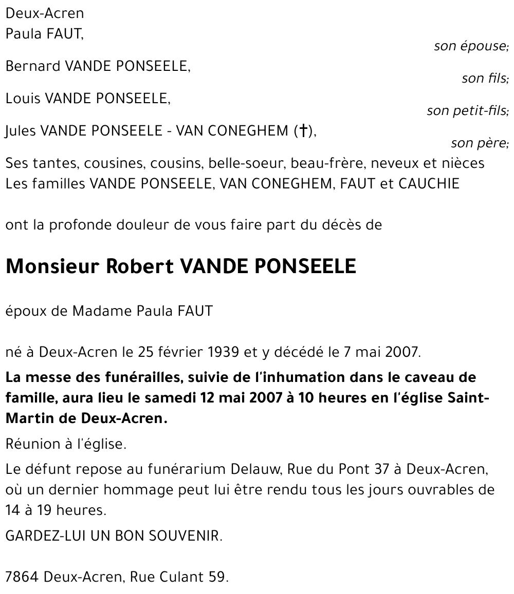 Robert VANDE PONSEELE