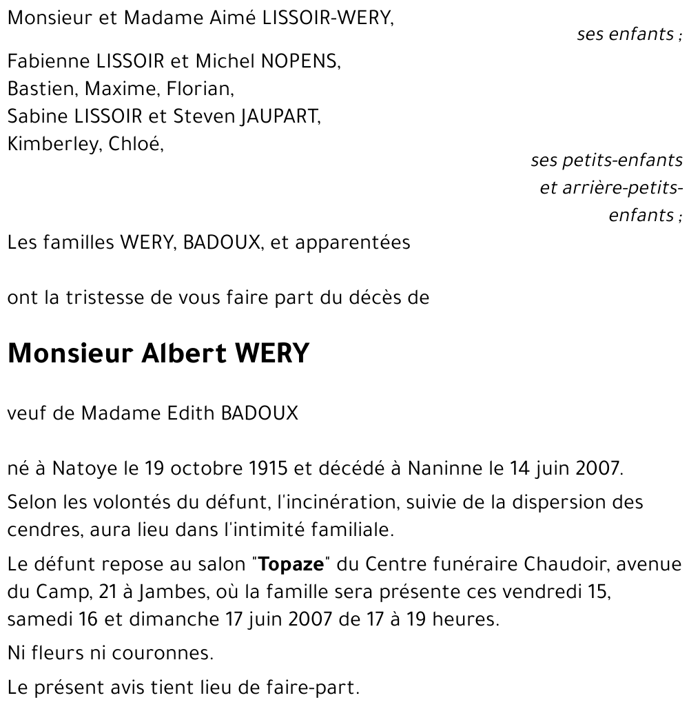 Albert WERY