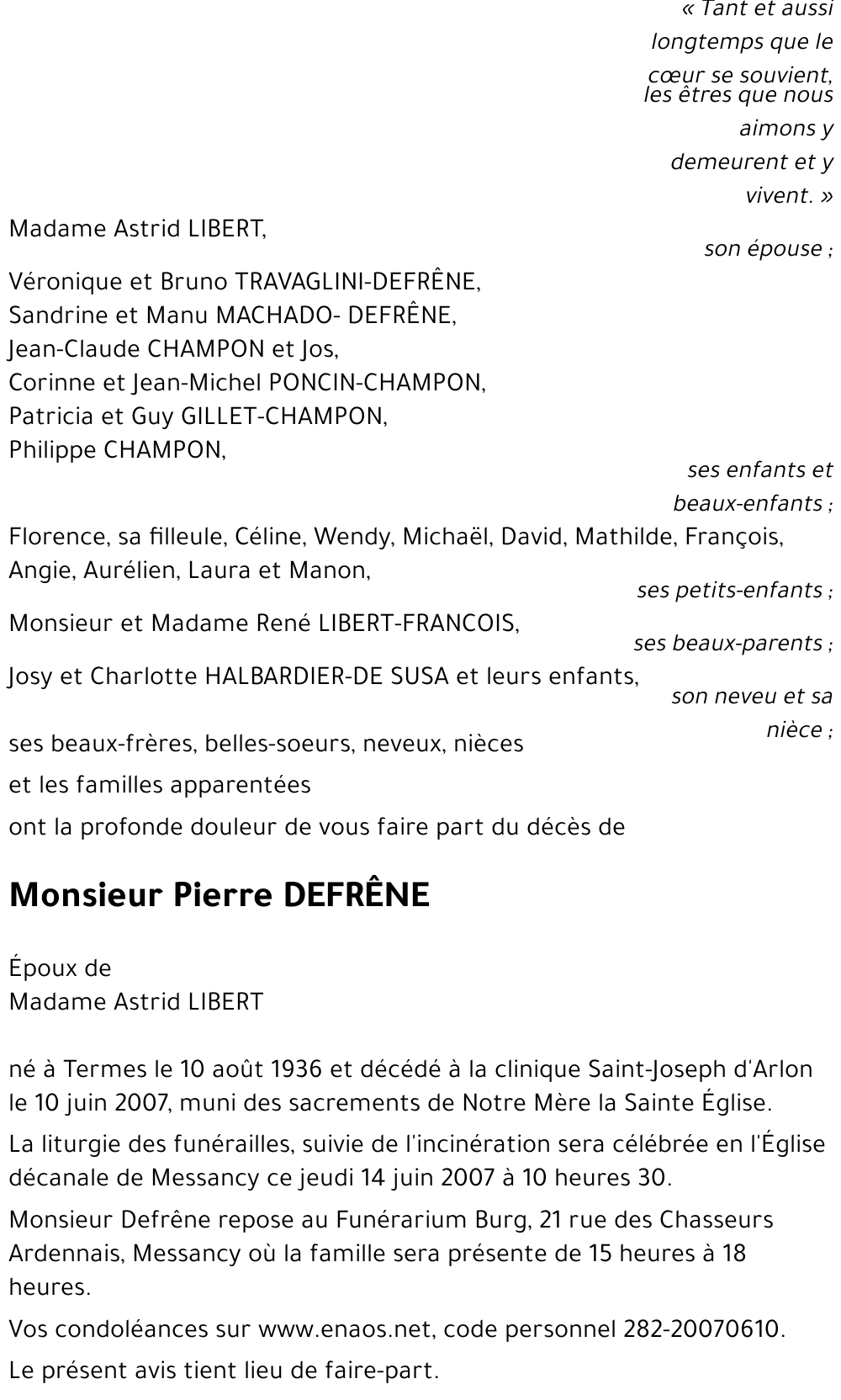 DEFRENE Pierre