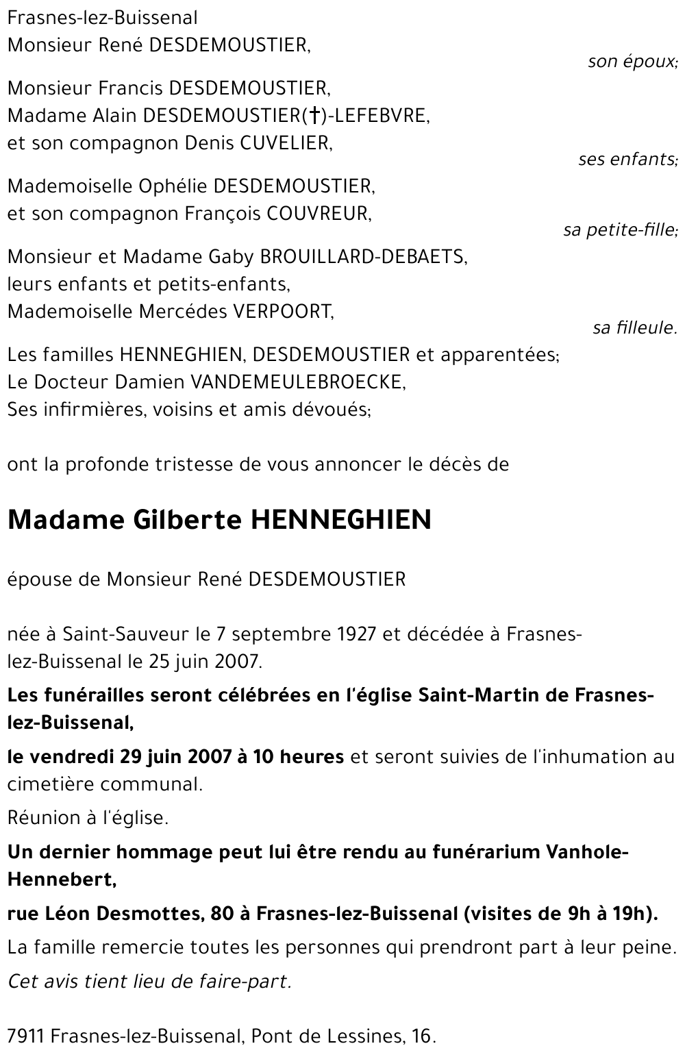 Gilberte HENNEGHIEN