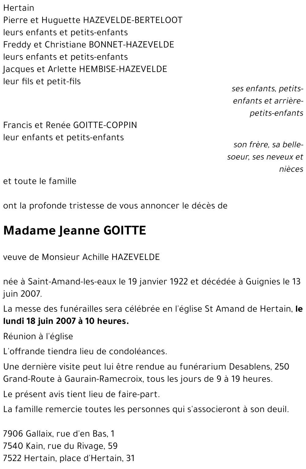 Jeanne GOITTE