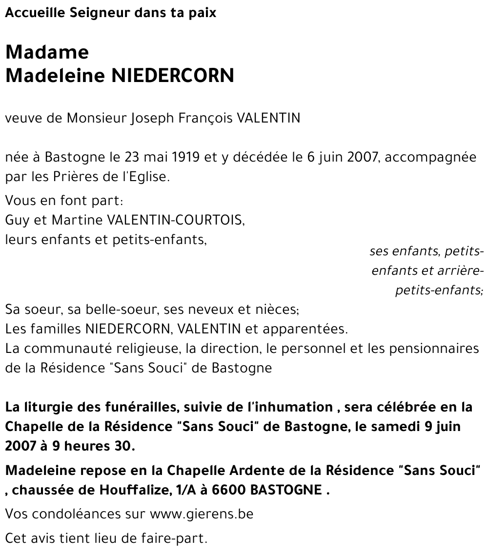 Madeleine NIEDERCORN