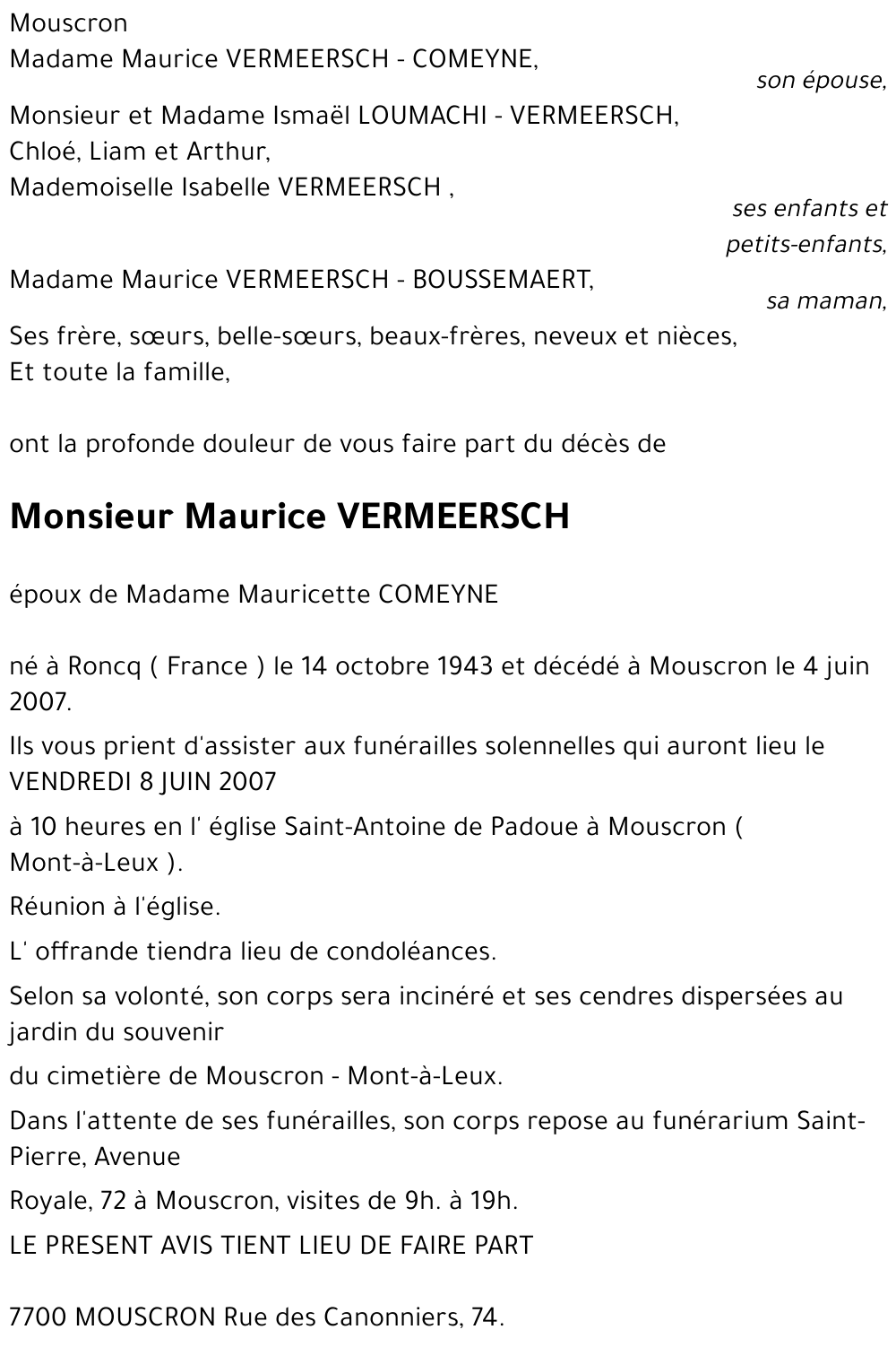 Maurice VERMEERSCH