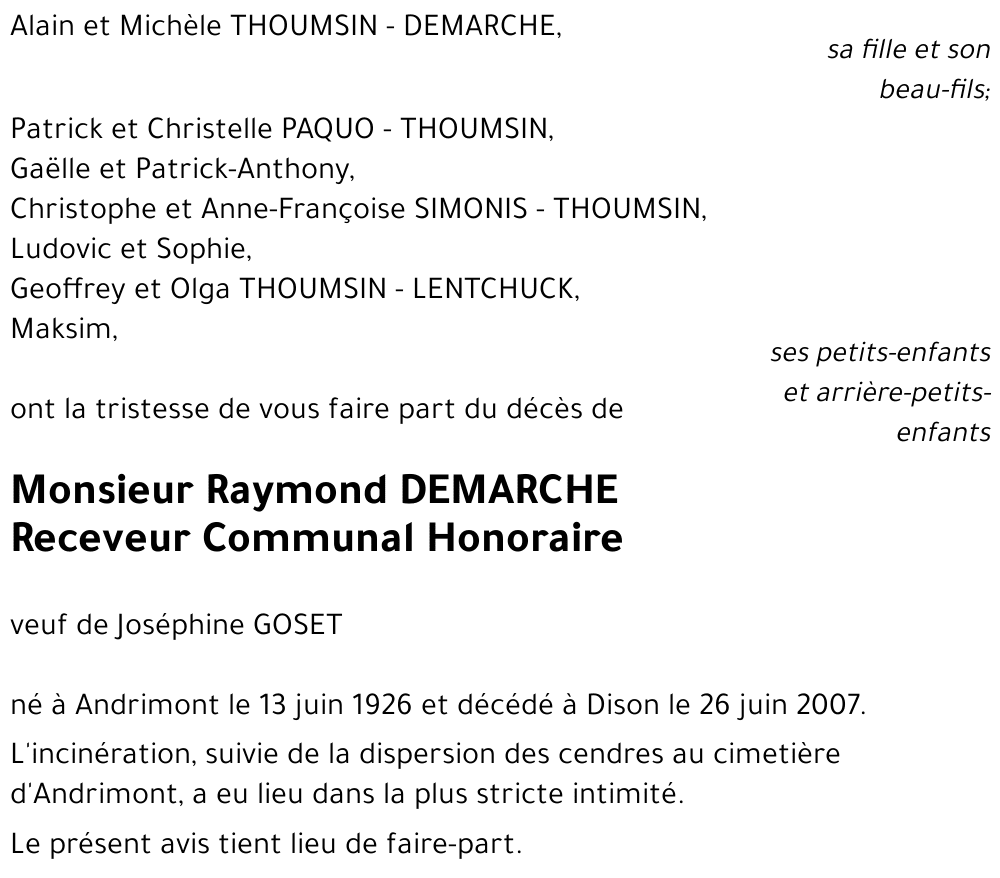 Raymond DEMARCHE