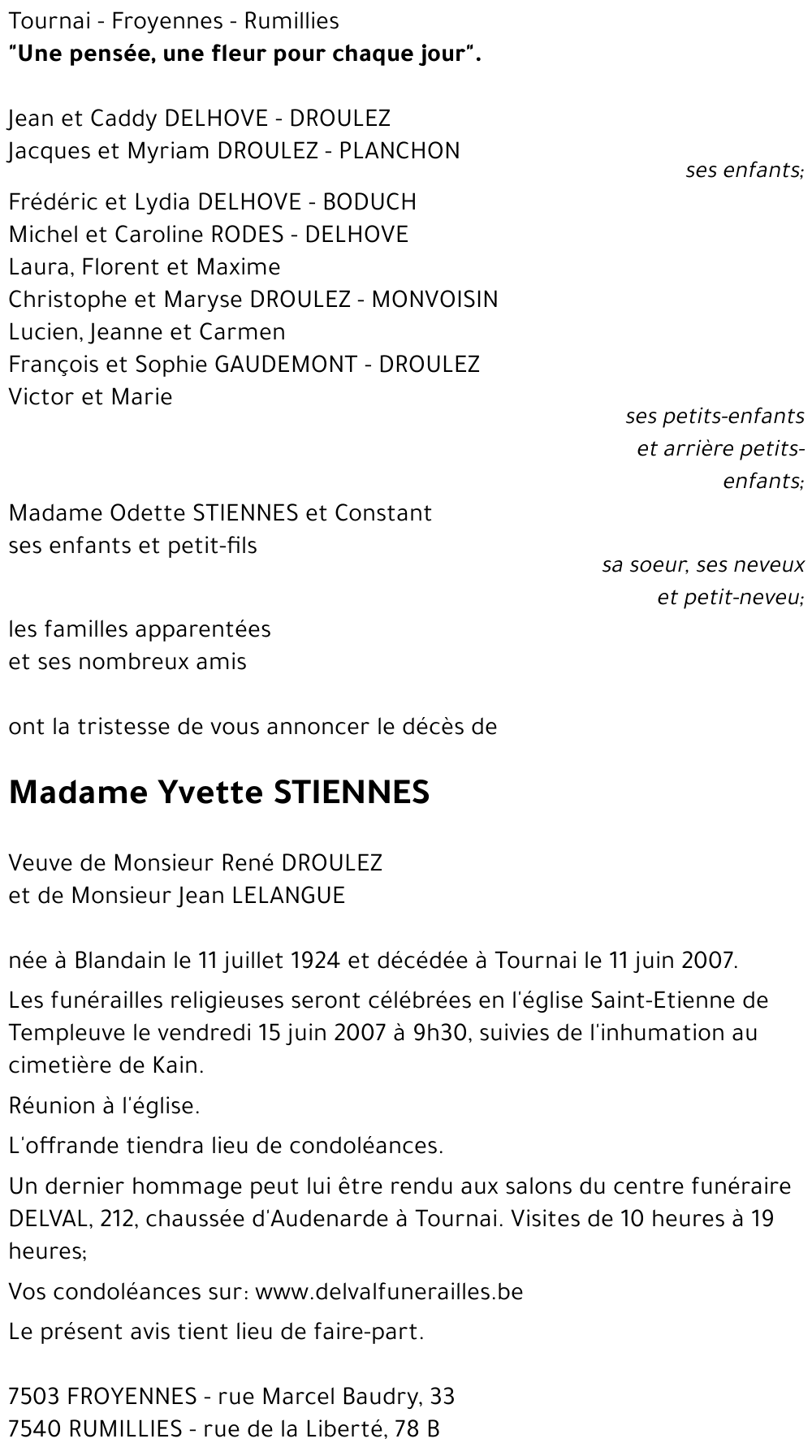 Yvette STIENNES