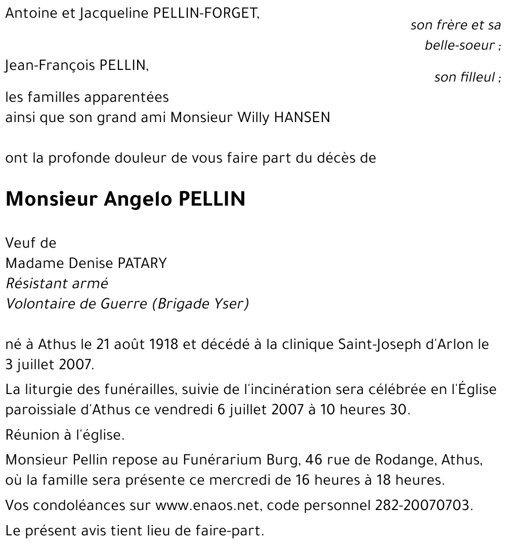 Angelo PELLIN