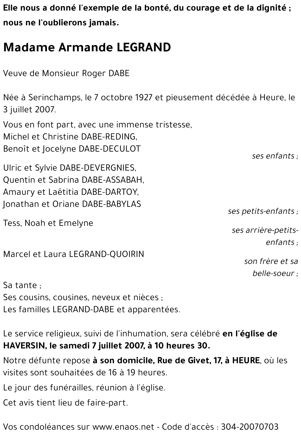 Armande LEGRAND