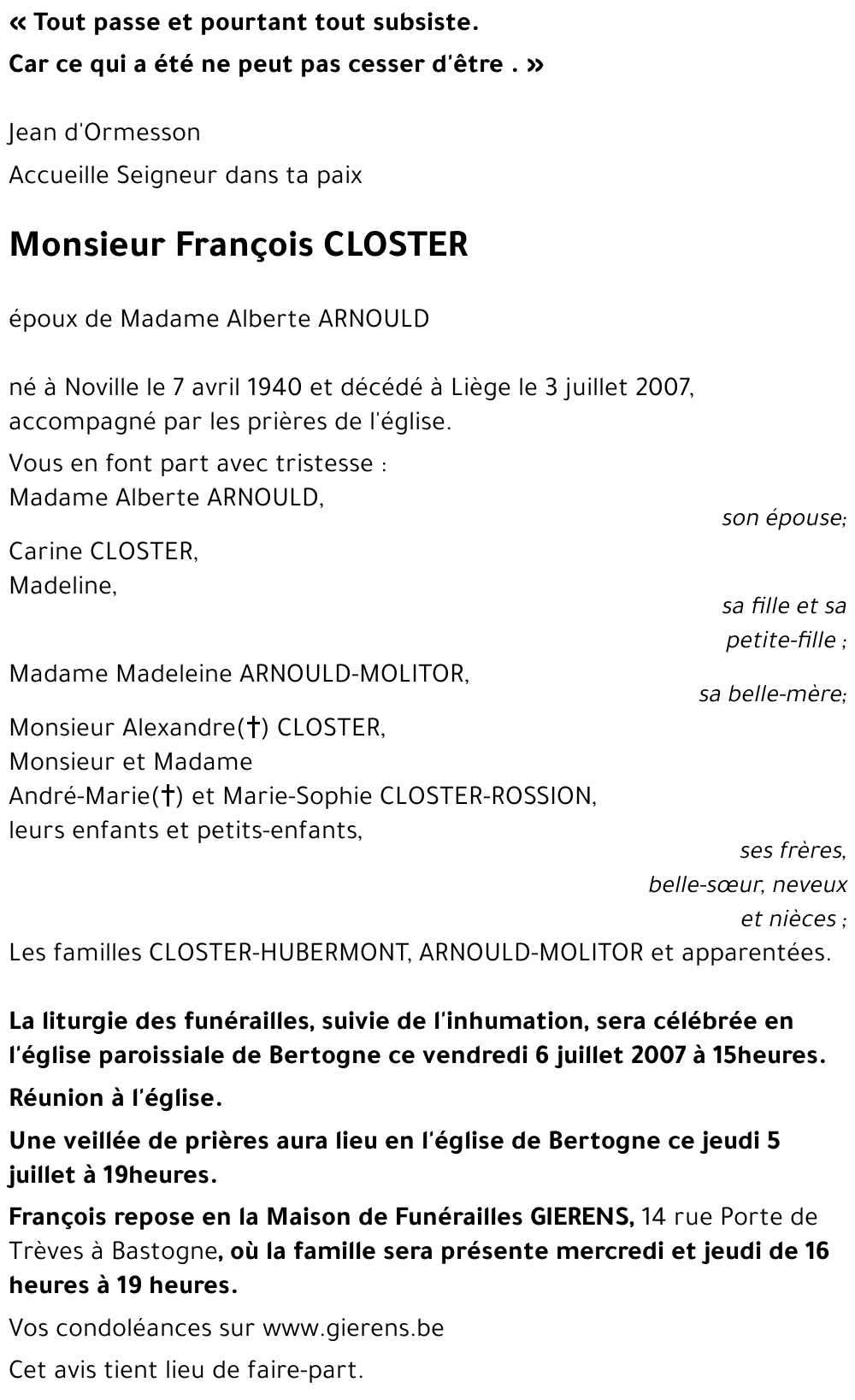 François CLOSTER