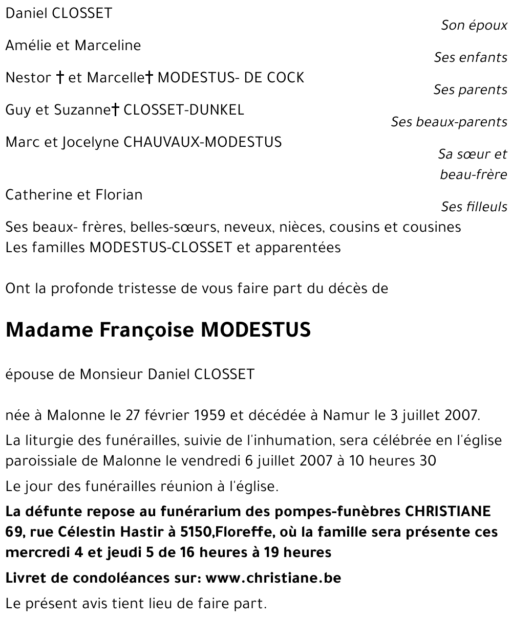 Françoise MODESTUS