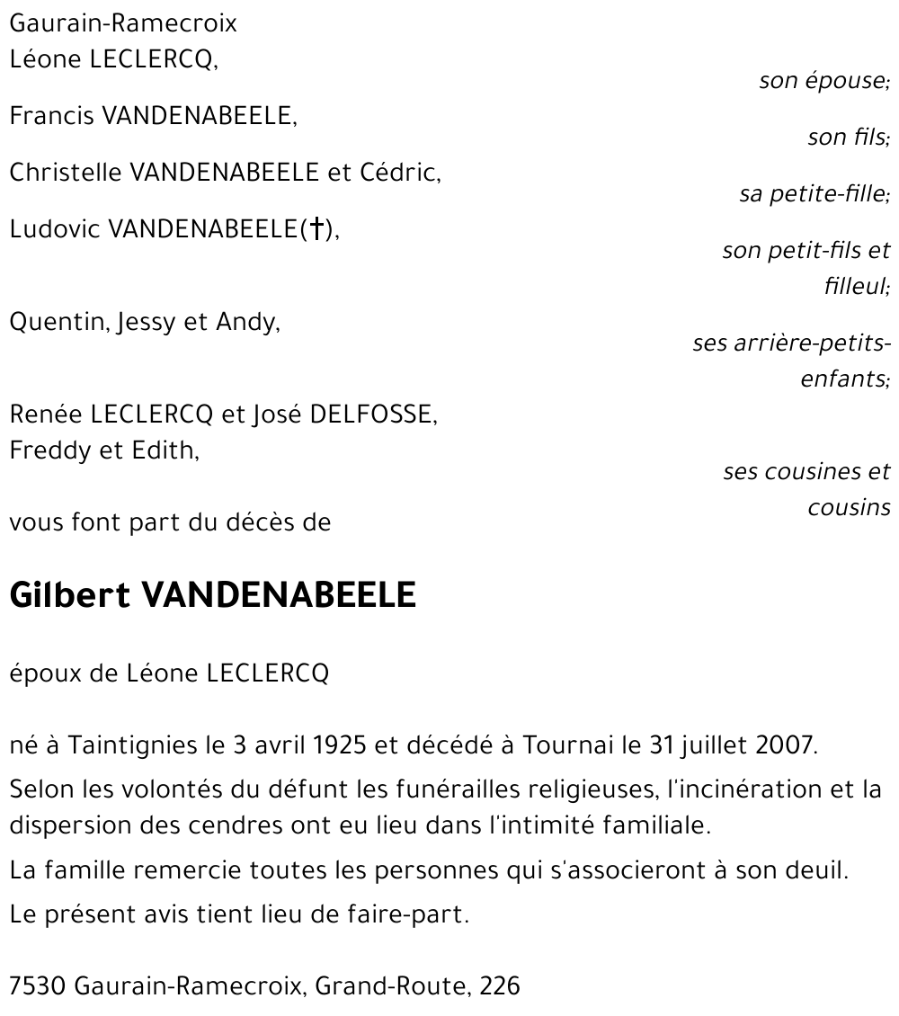 Gilbert VANDENABEELE