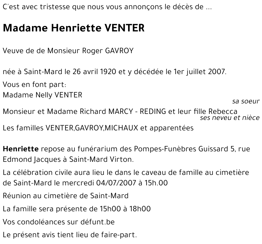 Henriette VENTER