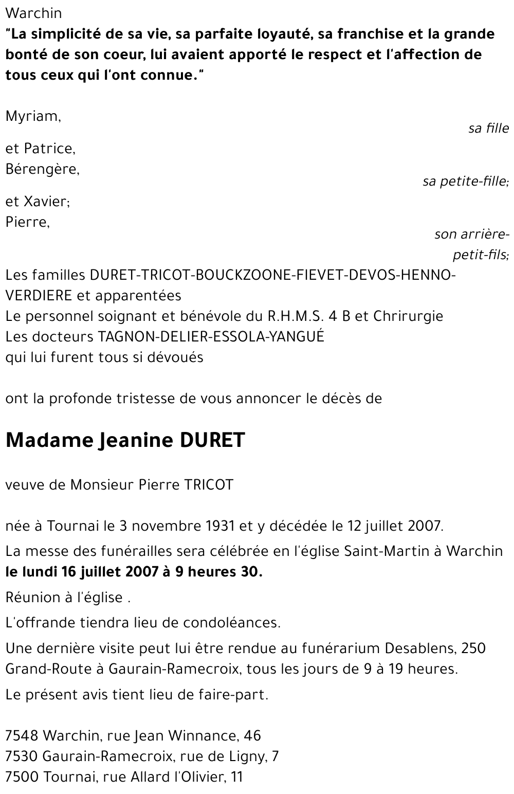 Jeanine DURET