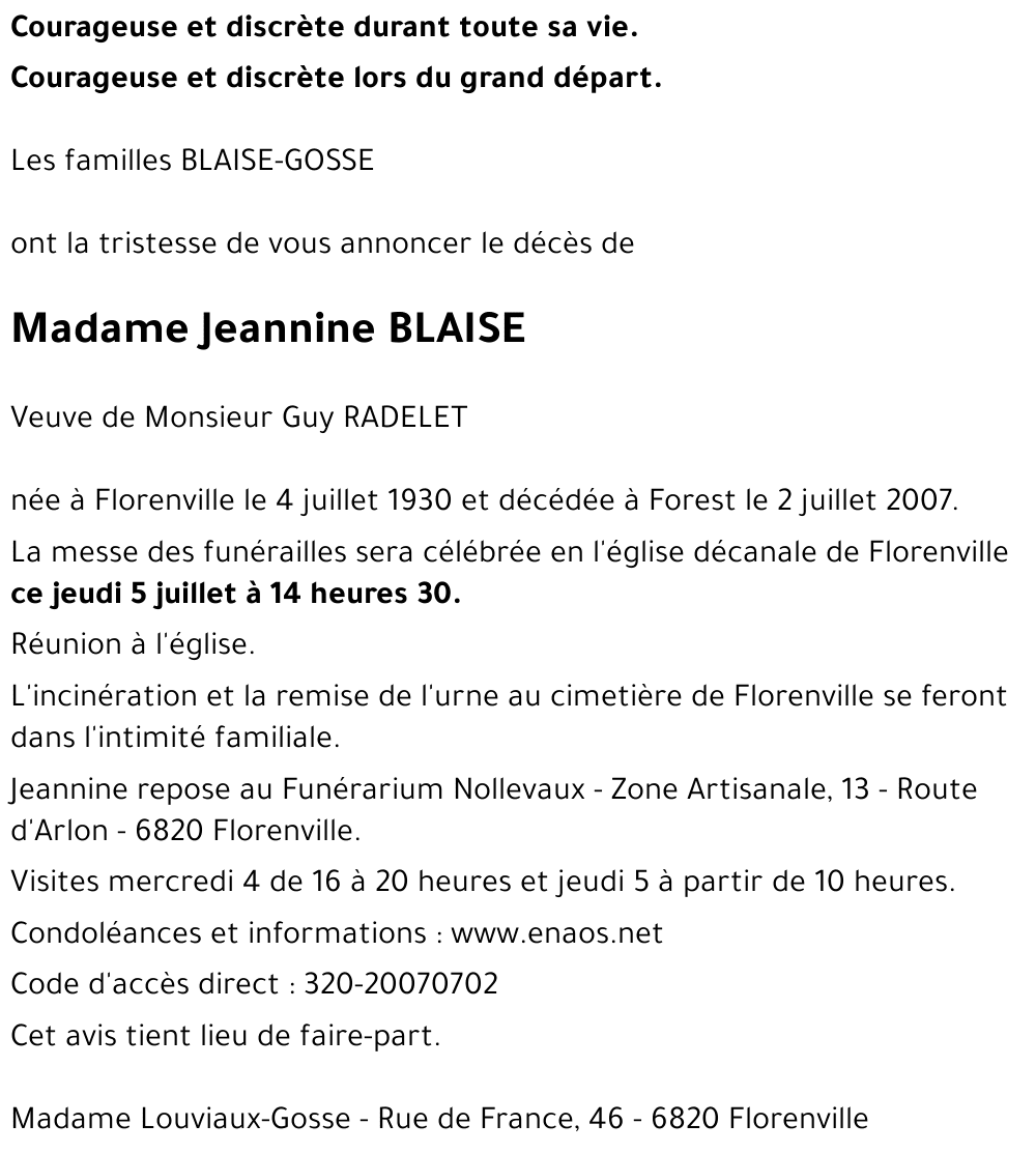 Jeannine BLAISE