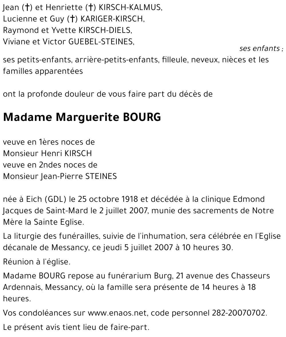 Marguerite BOURG