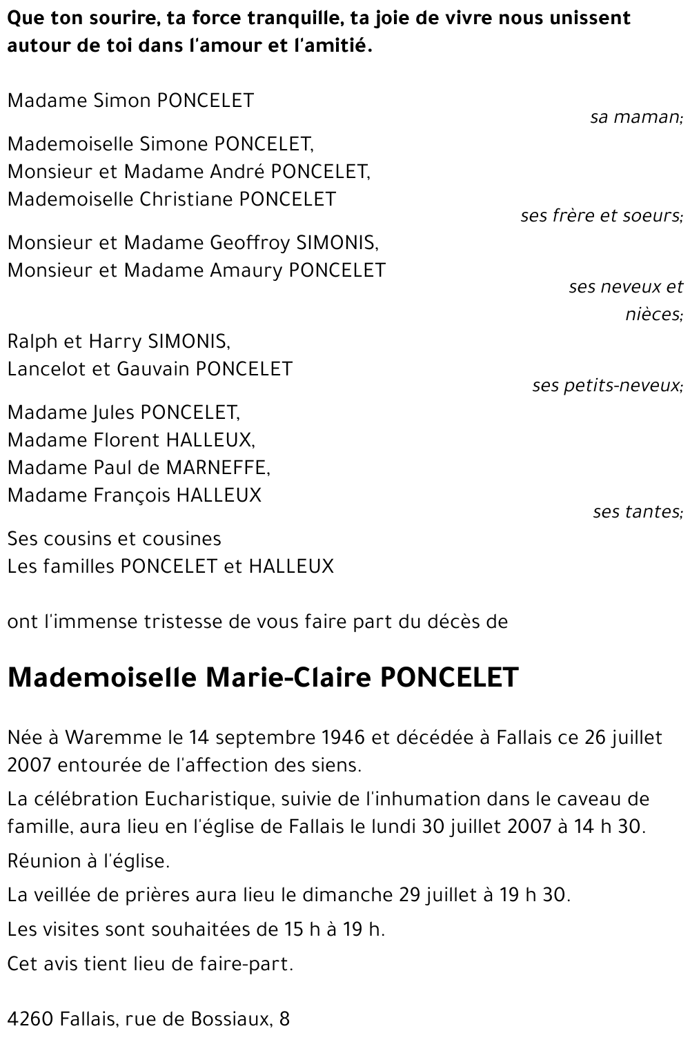 Marie-Claire PONCELET