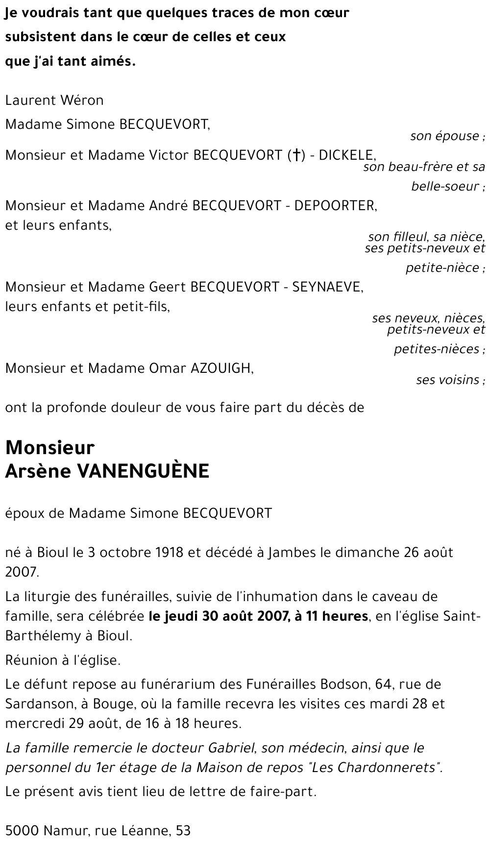 Arsène VANENGUÈNE