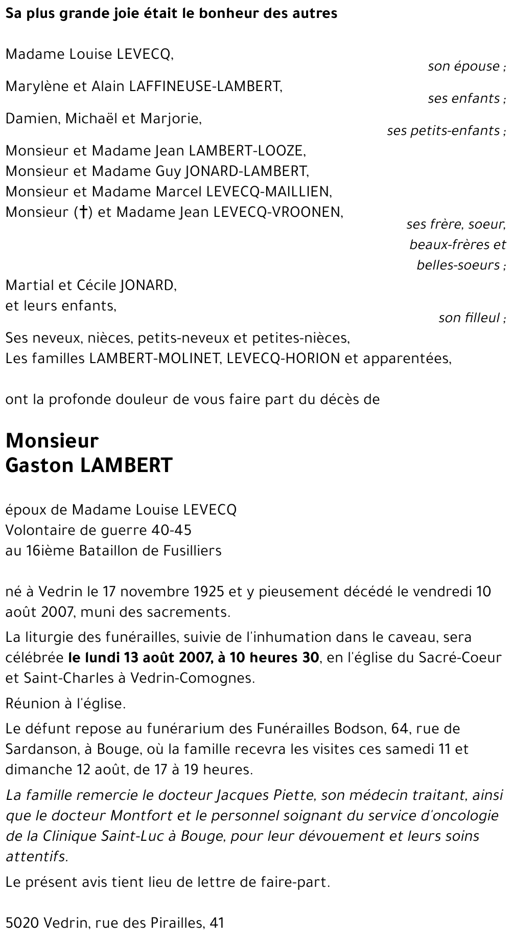 Gaston LAMBERT