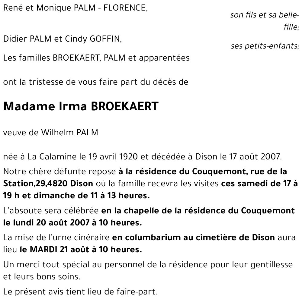 Irma BROEKAERT