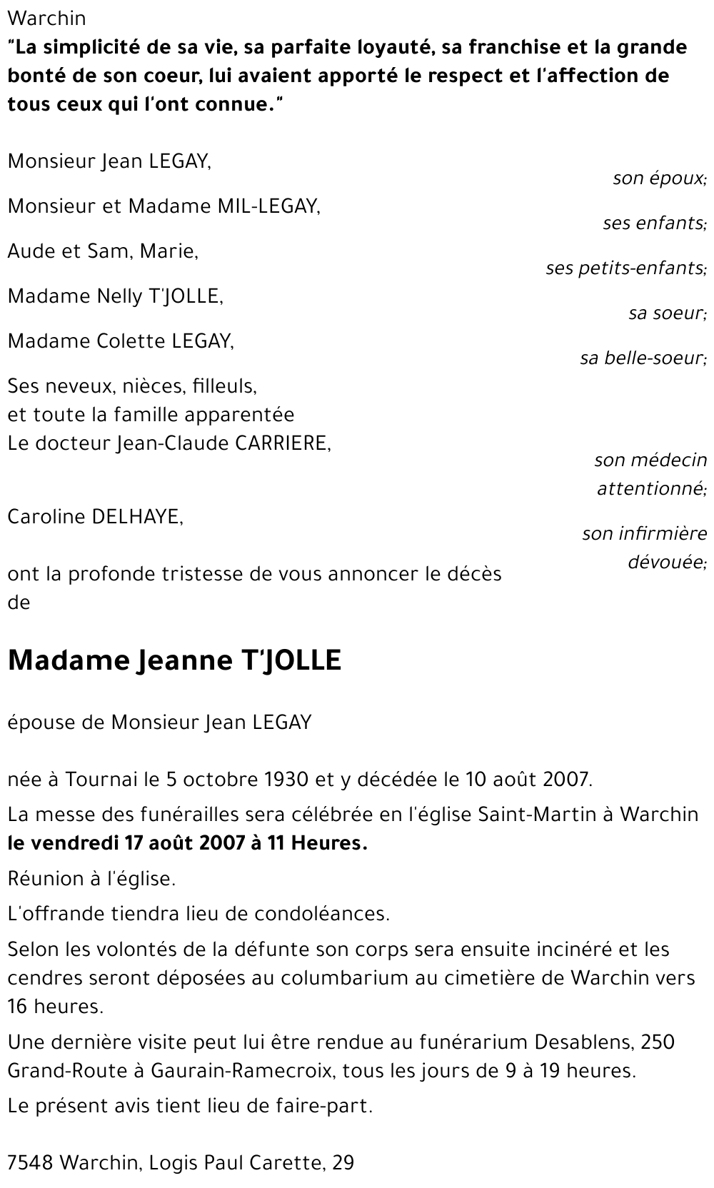 Jeanne T'JOLLE