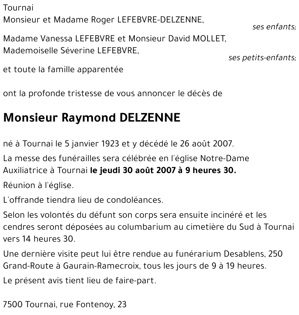 Raymond DELZENNE