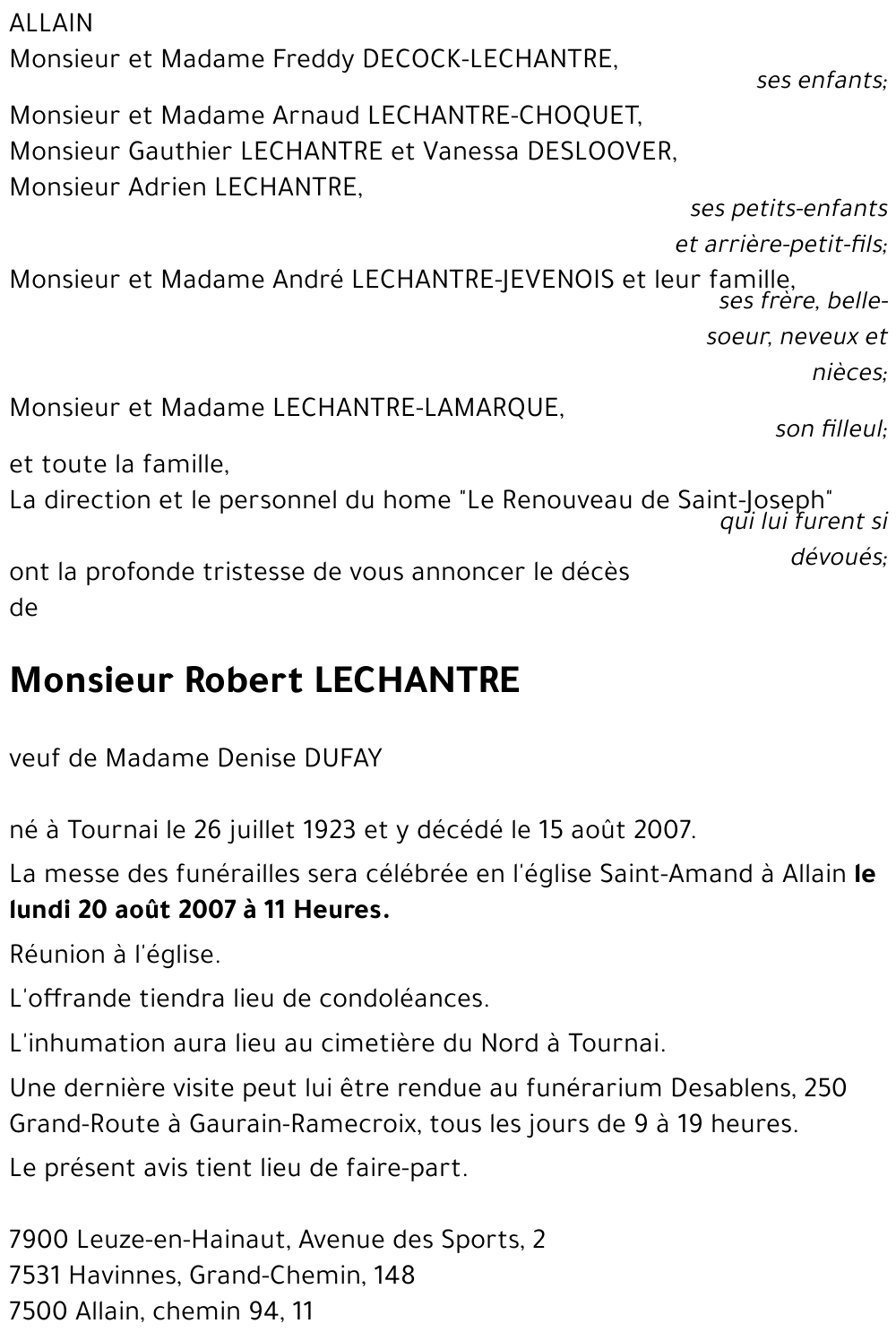 Robert LECHANTRE