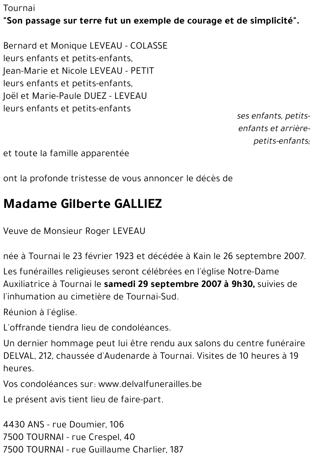 Gilberte GALLIEZ