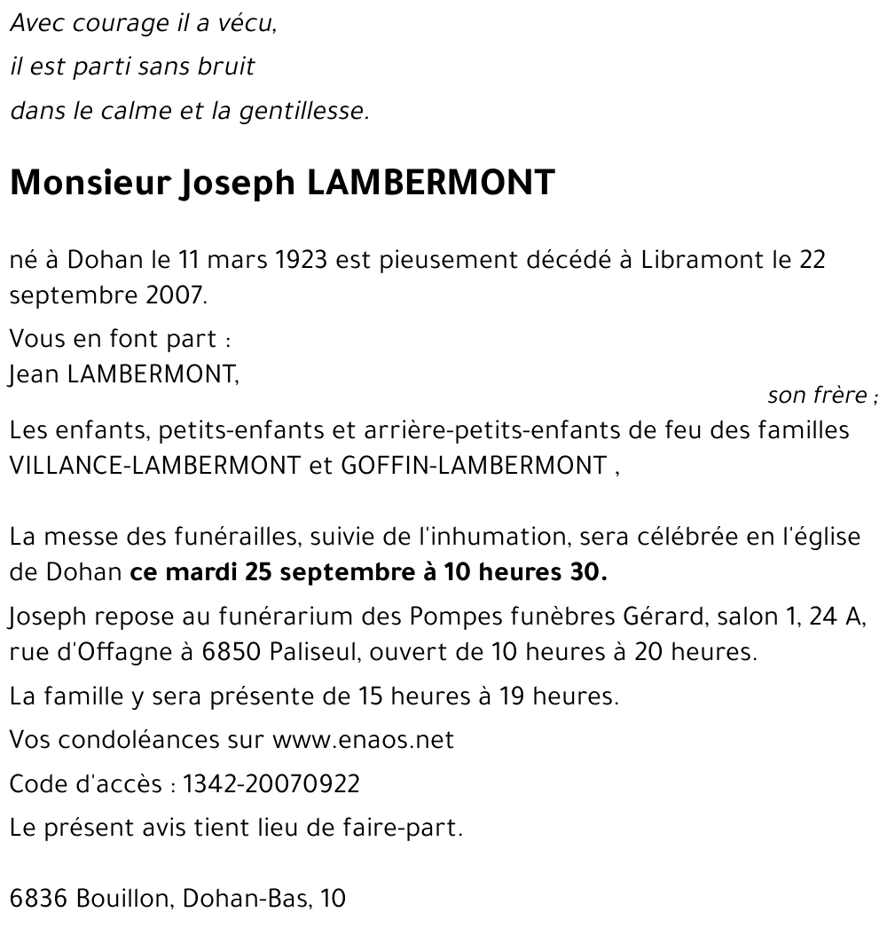 Joseph LAMBERMONT