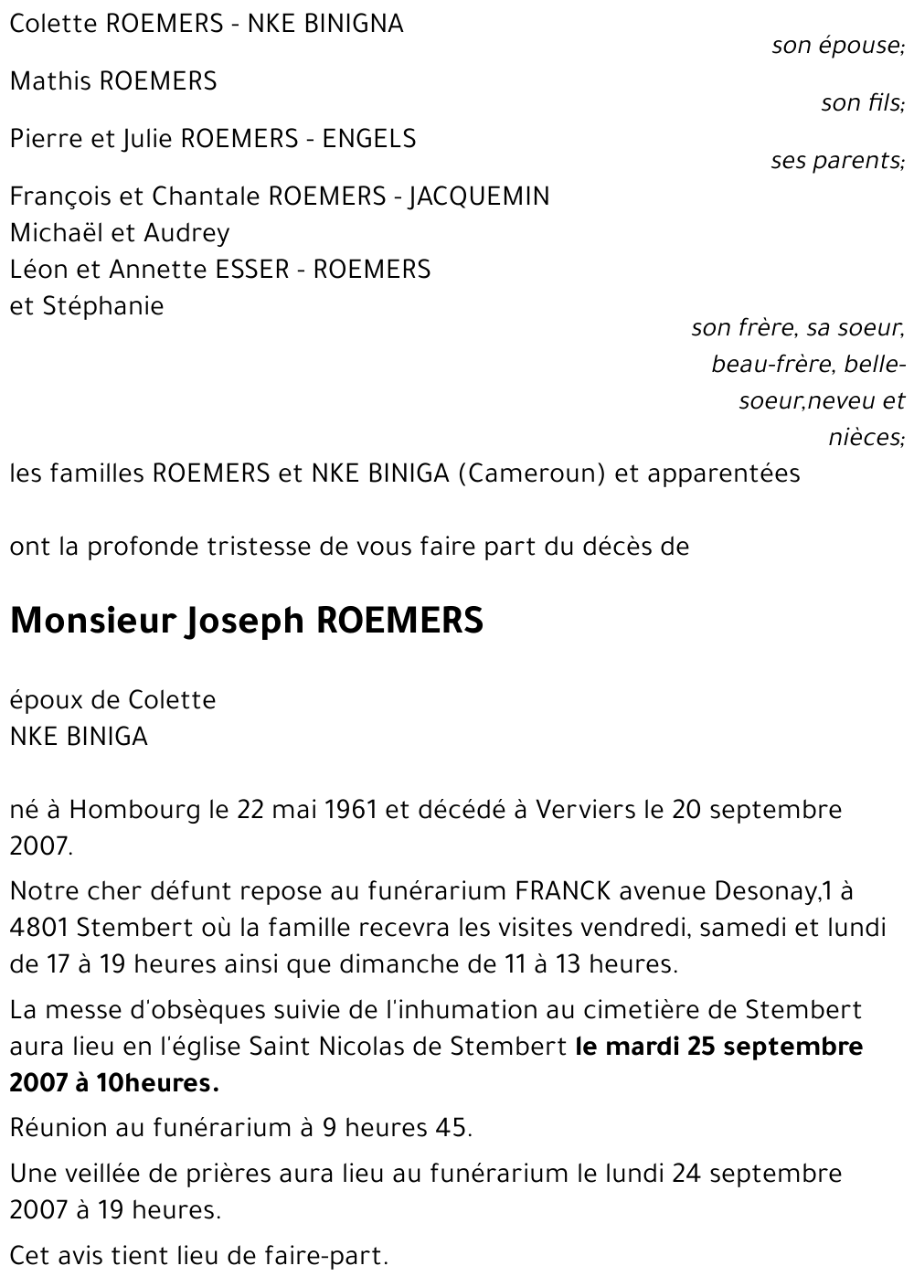 Joseph ROEMERS