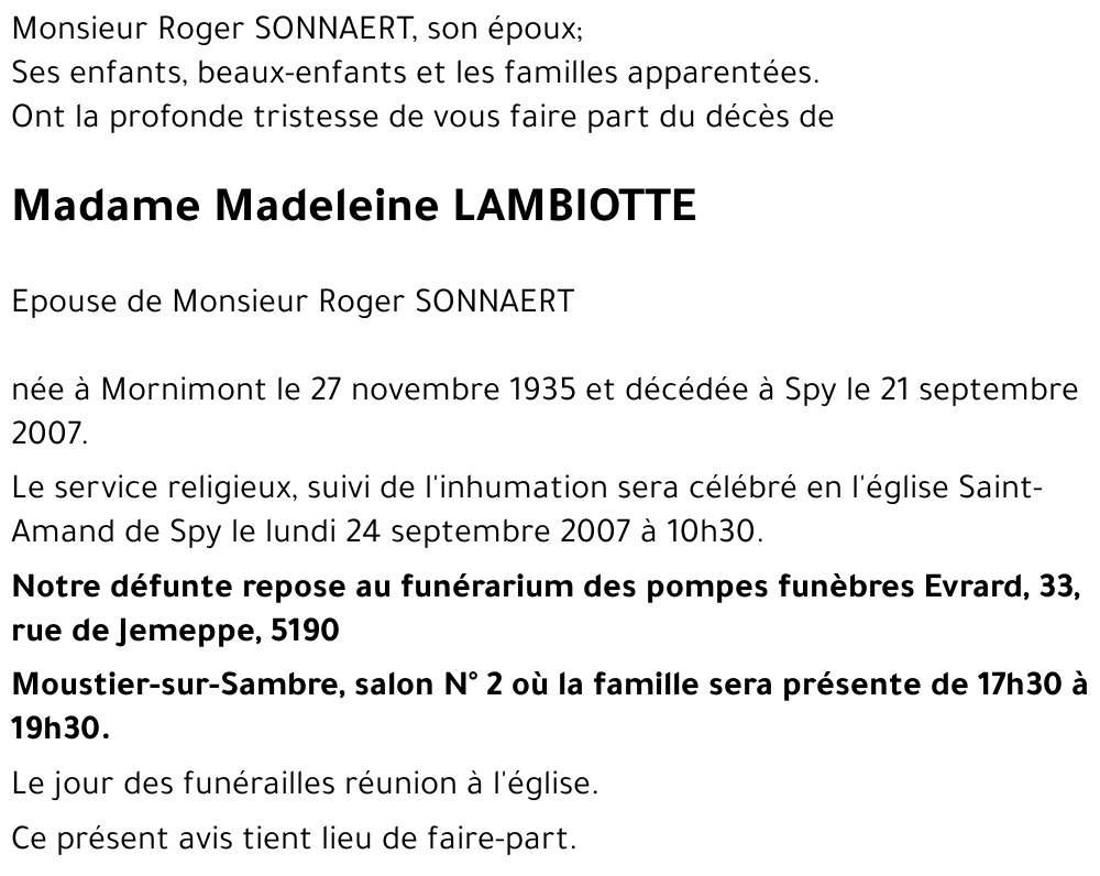 Madeleine LAMBIOTTE