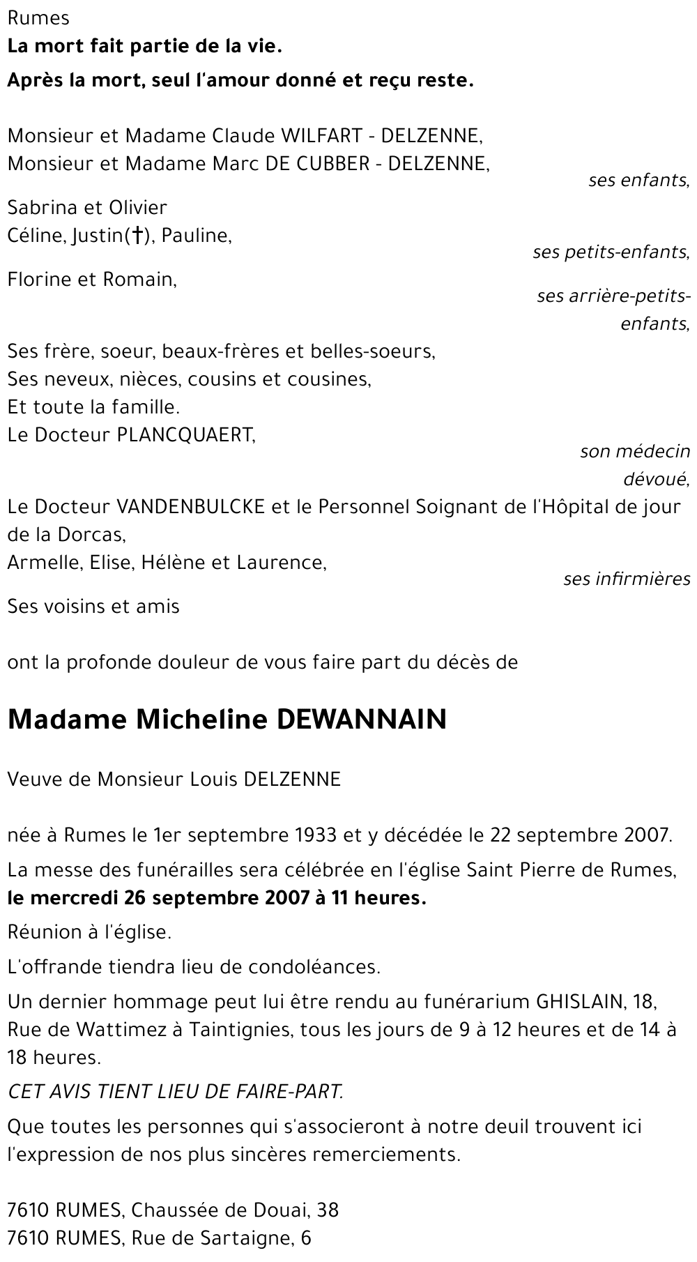 Micheline DEWANNAIN