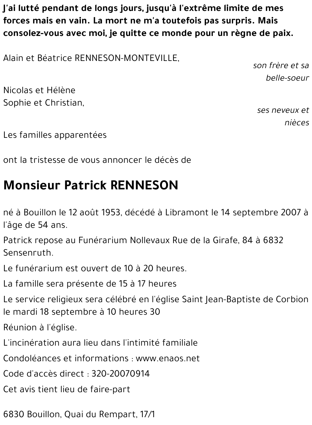 Patrick RENNESON