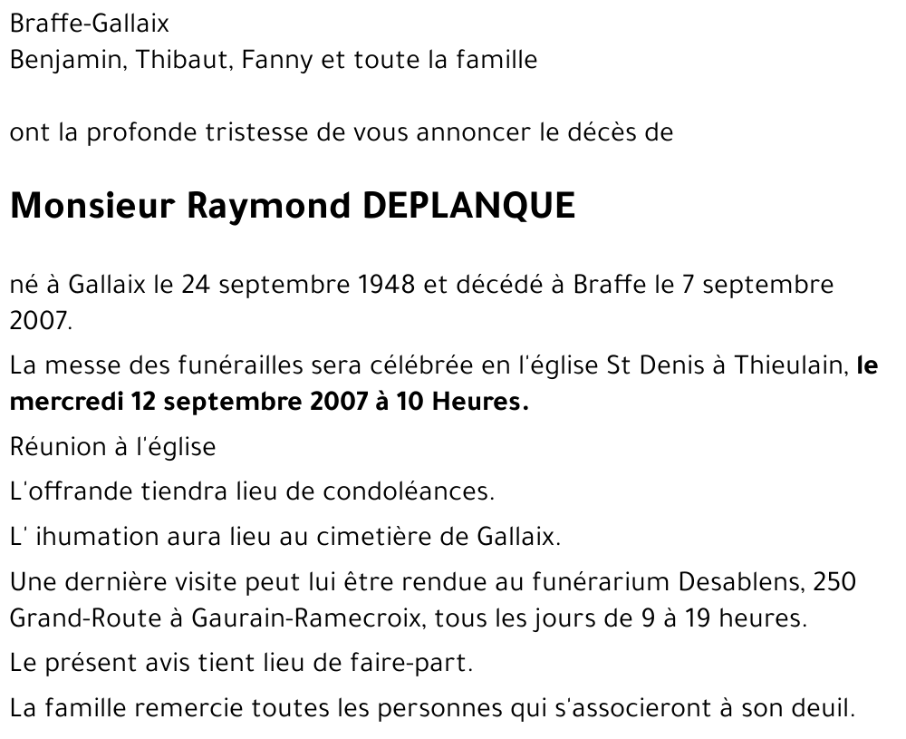 Raymond DEPLANQUE