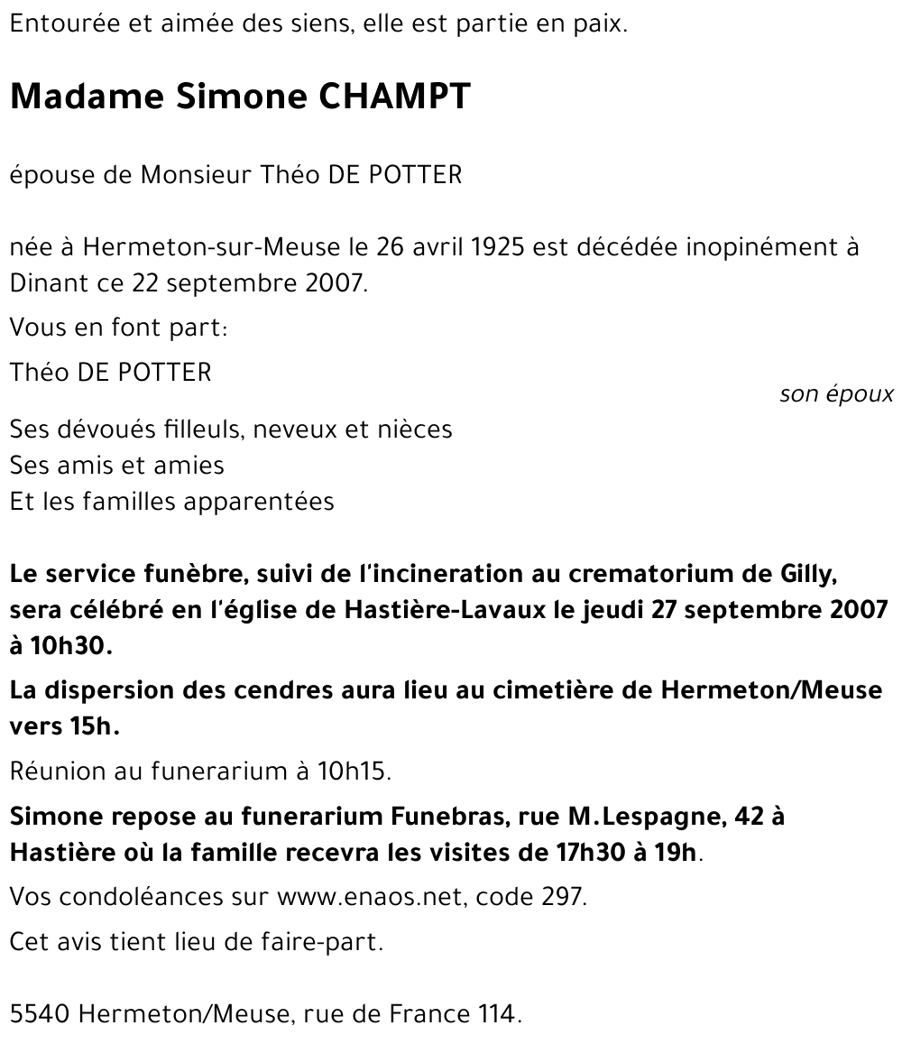 Simone CHAMPT