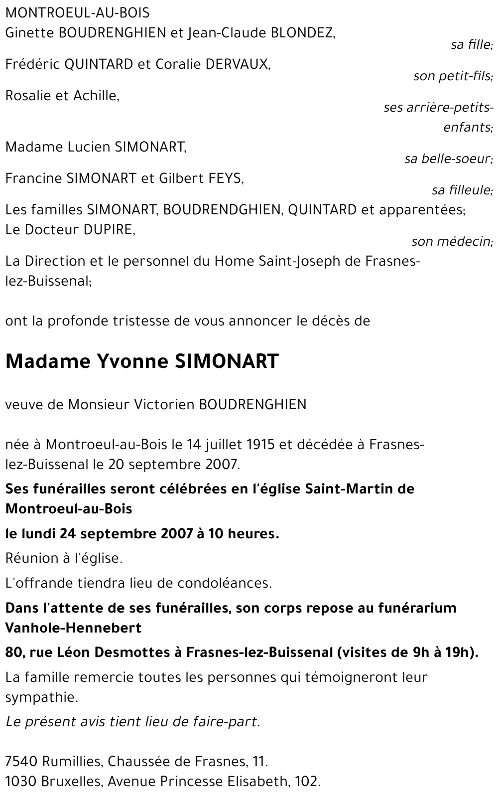 Yvonne SIMONART