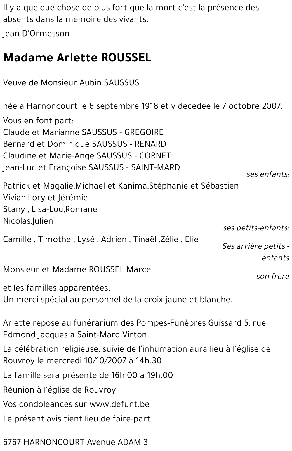 Arlette ROUSSEL