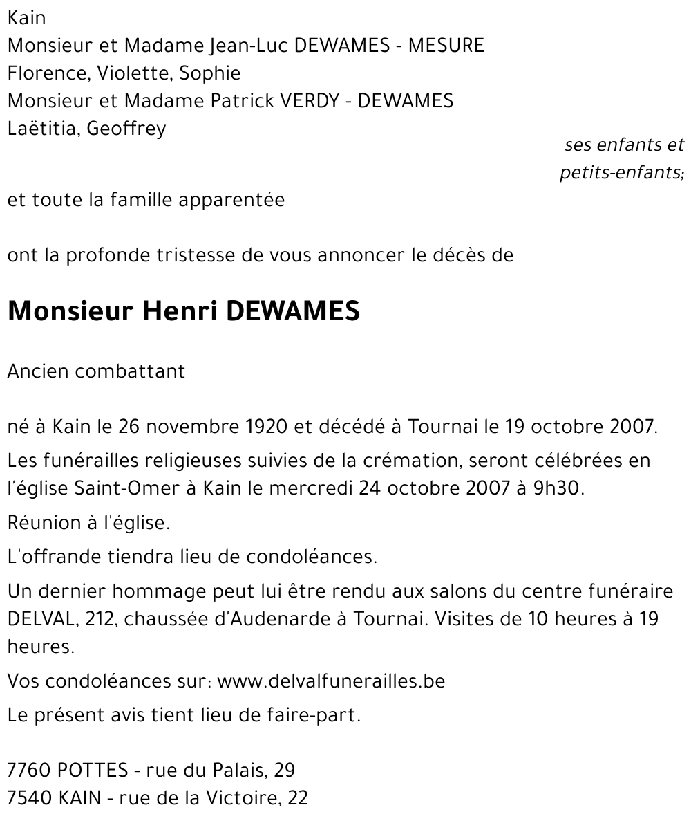 Henri DEWAMES