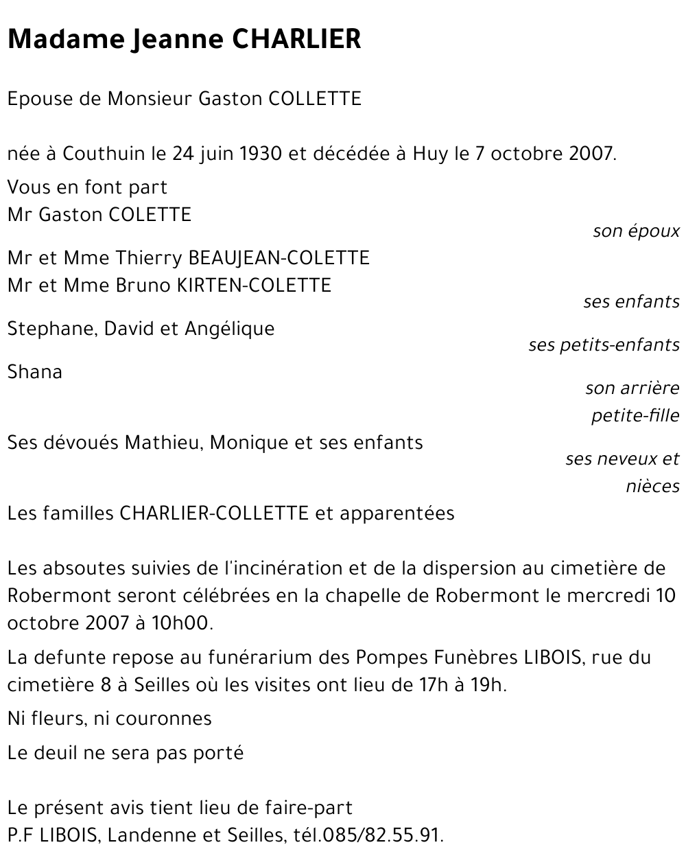 Jeanne CHARLIER